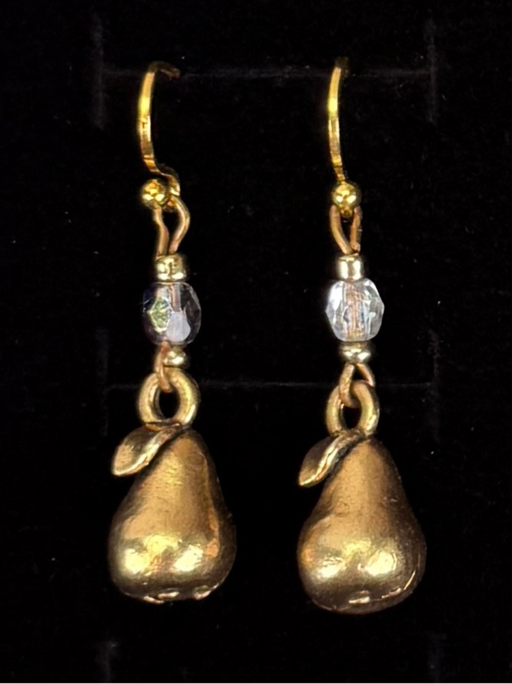 Vintage Gold Tone Weighted Pear Drop Pierced Dangle Earrings